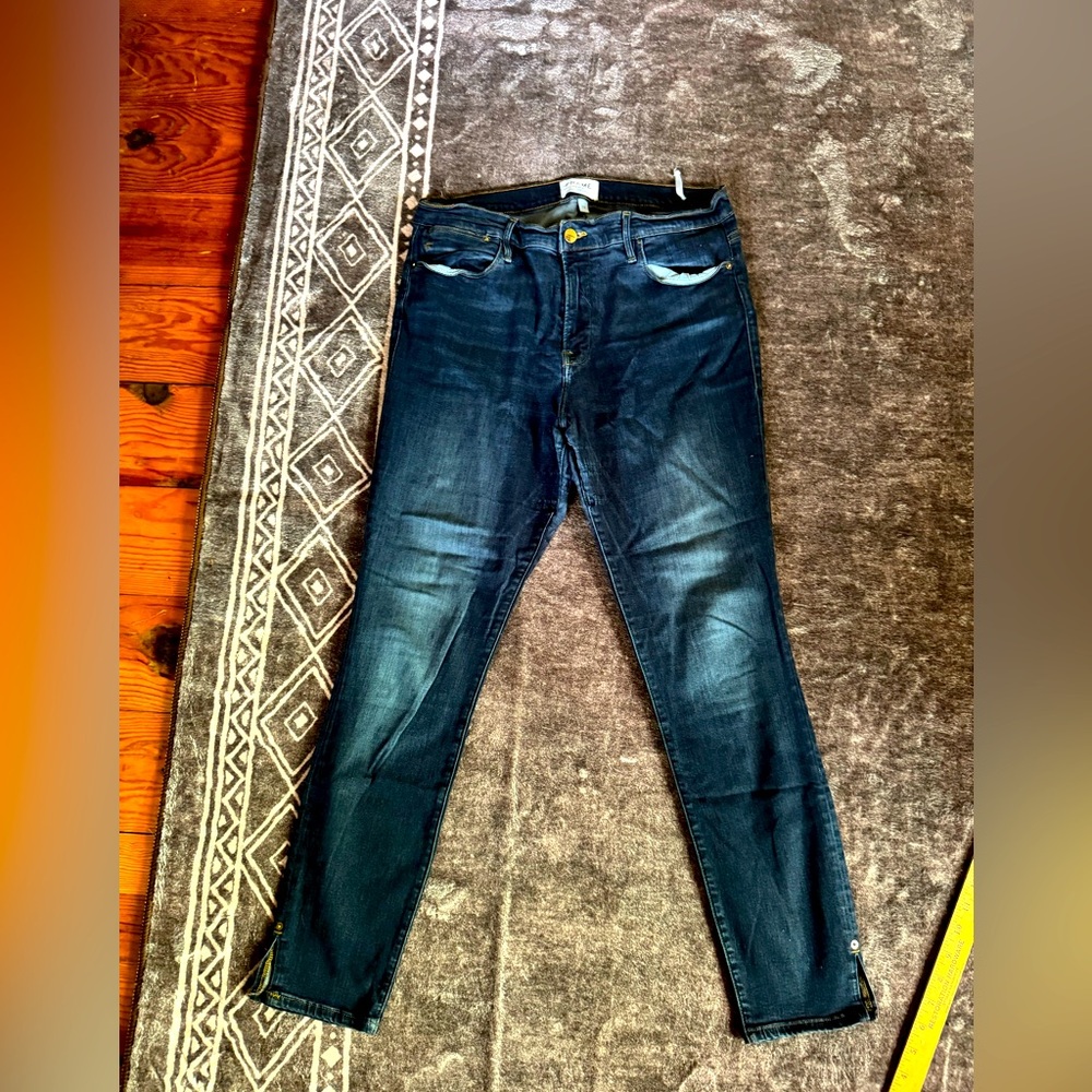 FRAME Denim Le High Skinny Womens 33, split seam rivet hem